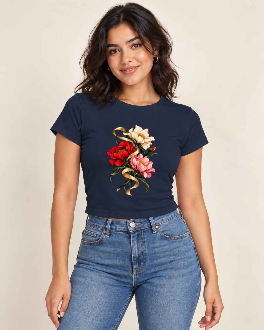 Model wearing Baby Flow in Navy Blue